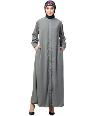 Navy Matt Nida Front open Hidden Placket Daily wear casual Abaya 1