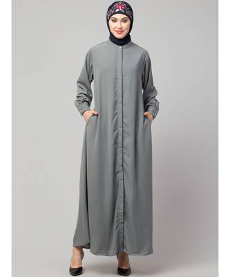 Navy Matt Nida Front open Hidden Placket Daily wear casual Abaya 2