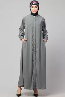 Navy Matt Nida Front open Hidden Placket Daily wear casual Abaya