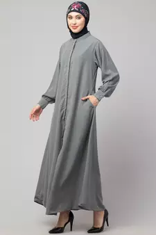 Navy Matt Nida Front open Hidden Placket Daily wear casual Abaya