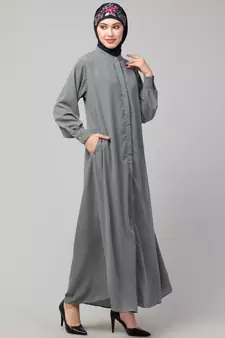 Navy Matt Nida Front open Hidden Placket Daily wear casual Abaya