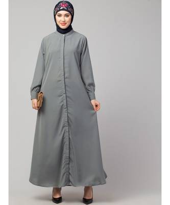 Navy Matt Nida Front open Hidden Placket Daily wear casual Abaya 6