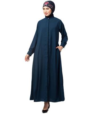 Rust Matt Nida Front open Hidden Placket Daily wear casual Abaya 1