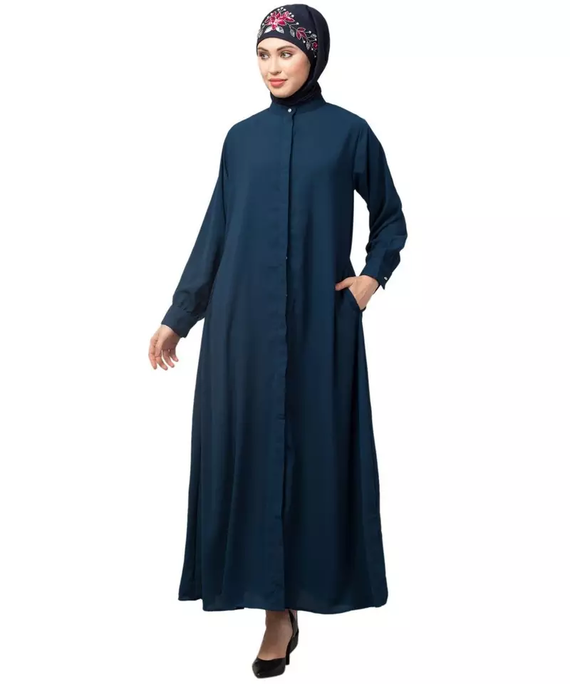 Rust Matt Nida Front open Hidden Placket Daily wear casual Abaya