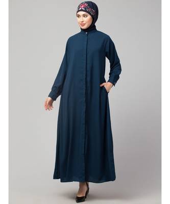 Rust Matt Nida Front open Hidden Placket Daily wear casual Abaya 2