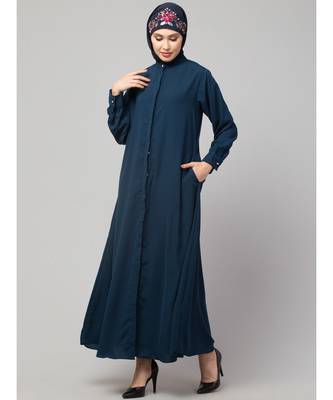 Rust Matt Nida Front open Hidden Placket Daily wear casual Abaya 3