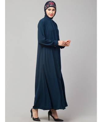 Rust Matt Nida Front open Hidden Placket Daily wear casual Abaya 4