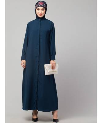 Rust Matt Nida Front open Hidden Placket Daily wear casual Abaya 6