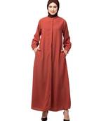 Olive Matt Nida Front open Hidden Placket Daily wear casual Abaya