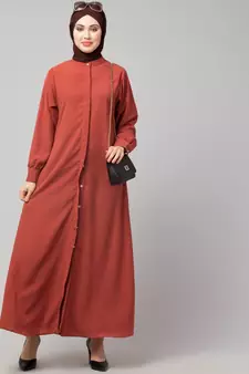 Olive Matt Nida Front open Hidden Placket Daily wear casual Abaya