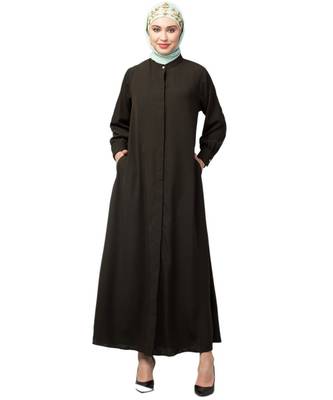 Navy Blue Matt Nida Front open Hidden Placket Daily wear casual Abaya 1