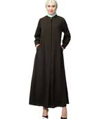 Navy Blue Matt Nida Front open Hidden Placket Daily wear casual Abaya