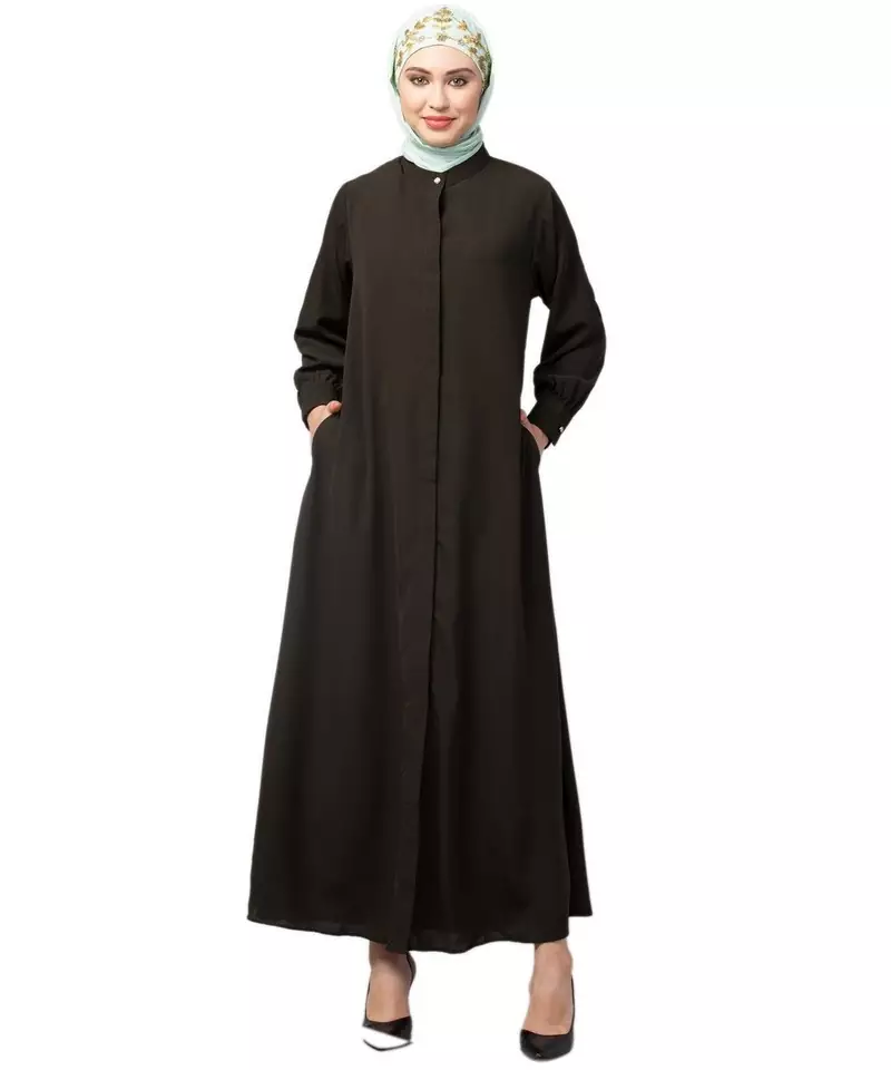Navy Blue Matt Nida Front open Hidden Placket Daily wear casual Abaya