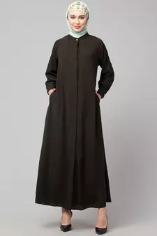 Navy Blue Matt Nida Front open Hidden Placket Daily wear casual Abaya