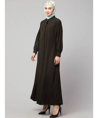 Navy Blue Matt Nida Front open Hidden Placket Daily wear casual Abaya 3