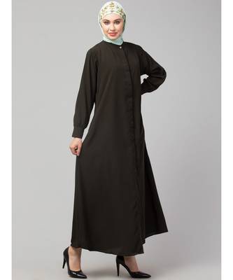 Navy Blue Matt Nida Front open Hidden Placket Daily wear casual Abaya 4