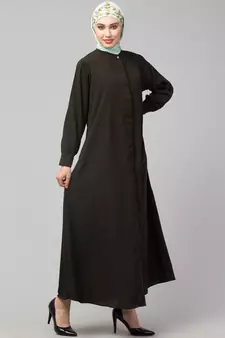 Navy Blue Matt Nida Front open Hidden Placket Daily wear casual Abaya