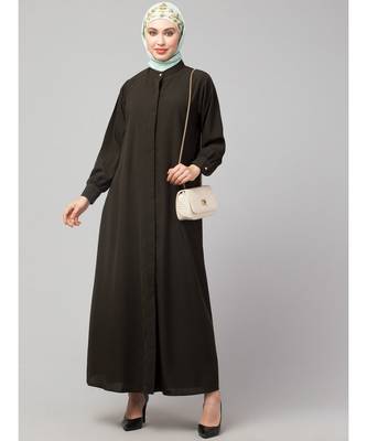 Navy Blue Matt Nida Front open Hidden Placket Daily wear casual Abaya 6