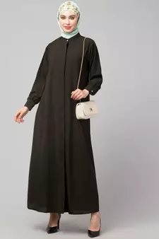Navy Blue Matt Nida Front open Hidden Placket Daily wear casual Abaya