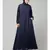 Navy Blue Premium Shine Nida Front open Band Colar & cuff Daily wear casual Abaya