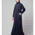 Navy Blue Premium Shine Nida Front open Band Colar & cuff Daily wear casual Abaya