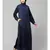 Navy Blue Premium Shine Nida Front open Band Colar & cuff Daily wear casual Abaya