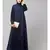 Navy Blue Premium Shine Nida Front open Band Colar & cuff Daily wear casual Abaya