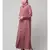 Mauve Pink Matt Nida Front open Band Colar & cuff Daily wear casual Abaya