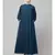 Teal Blue Matt Nida Front open Band Colar & cuff Daily wear casual Abaya
