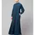 Teal Blue Matt Nida Front open Band Colar & cuff Daily wear casual Abaya