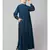 Teal Blue Matt Nida Front open Band Colar & cuff Daily wear casual Abaya
