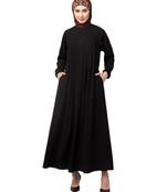 Black Nida Patch Work Pleated Abaya