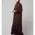 Brown Matt Nida Front Open Frill at Bottom Casual Abaya