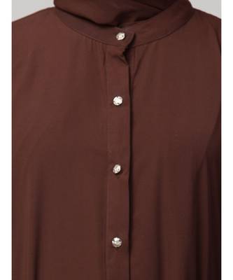 Brown Matt Nida Front Open Frill at Bottom Casual Abaya 5