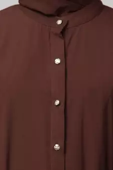 Brown Matt Nida Front Open Frill at Bottom Casual Abaya
