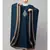 Teal/Khaki Matt Nida Contrast border front and sleeve embroidery Kaftan