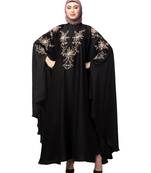 Black Premium Shine Nida front and sleeve resham embroidery Irani Kaftan