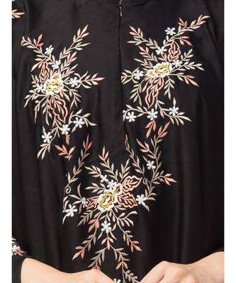 Black Premium Shine Nida front and sleeve resham embroidery Irani Kaftan 6
