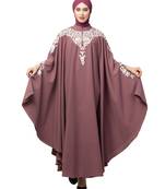 Mauve Pink Matt Nida Front to back & at hand opening Resham Embroidery Irani Kaftan