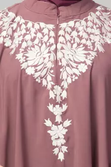 Mauve Pink Matt Nida Front to back & at hand opening Resham Embroidery Irani Kaftan