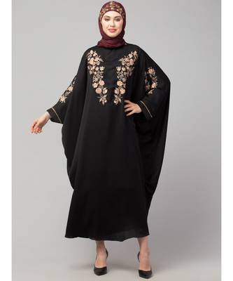 Black Matt Nida front and sleeve thread embroidery Kaftan 2