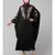 Black Matt Nida front and sleeve thread embroidery Kaftan