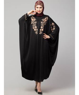 Black Matt Nida front and sleeve thread embroidery Kaftan 3