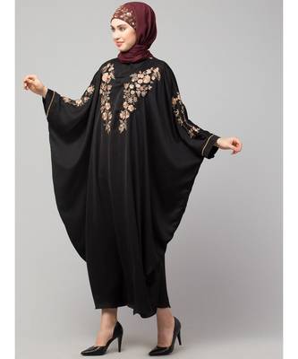 Black Matt Nida front and sleeve thread embroidery Kaftan 4