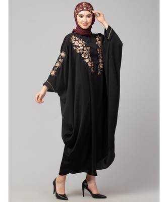 Black Matt Nida front and sleeve thread embroidery Kaftan 5