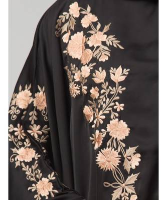Black Matt Nida front and sleeve thread embroidery Kaftan 6
