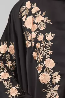 Black Matt Nida front and sleeve thread embroidery Kaftan