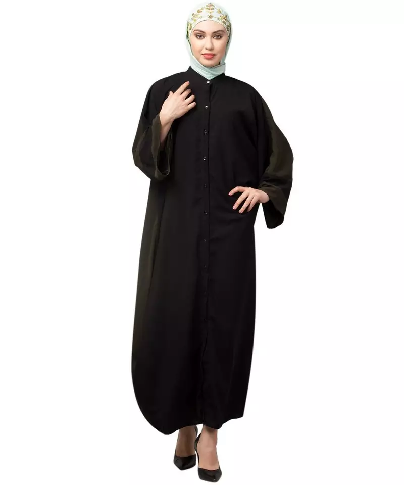 Black/Olive Premium Shine Nida Green Two Color Front Open Dubai Style Kaftan