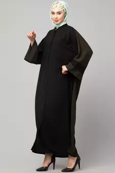 Black/Olive Premium Shine Nida Green Two Color Front Open Dubai Style Kaftan