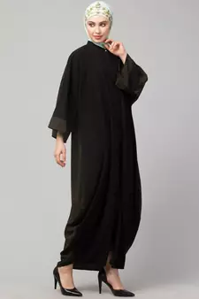 Black/Olive Premium Shine Nida Green Two Color Front Open Dubai Style Kaftan